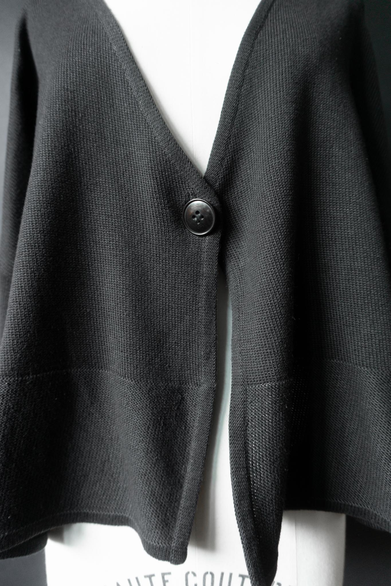 Vintage Black Avant-Garde Knit Cardigan, M–XL theplaincircle vintage