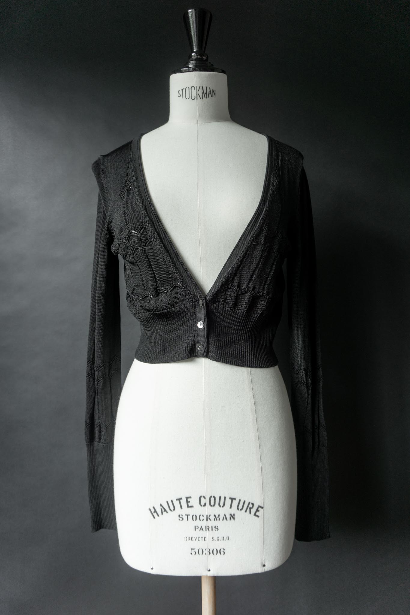 Vintage Cropped Knit Cardigan, Summer Goth, S–M theplaincircle vintage
