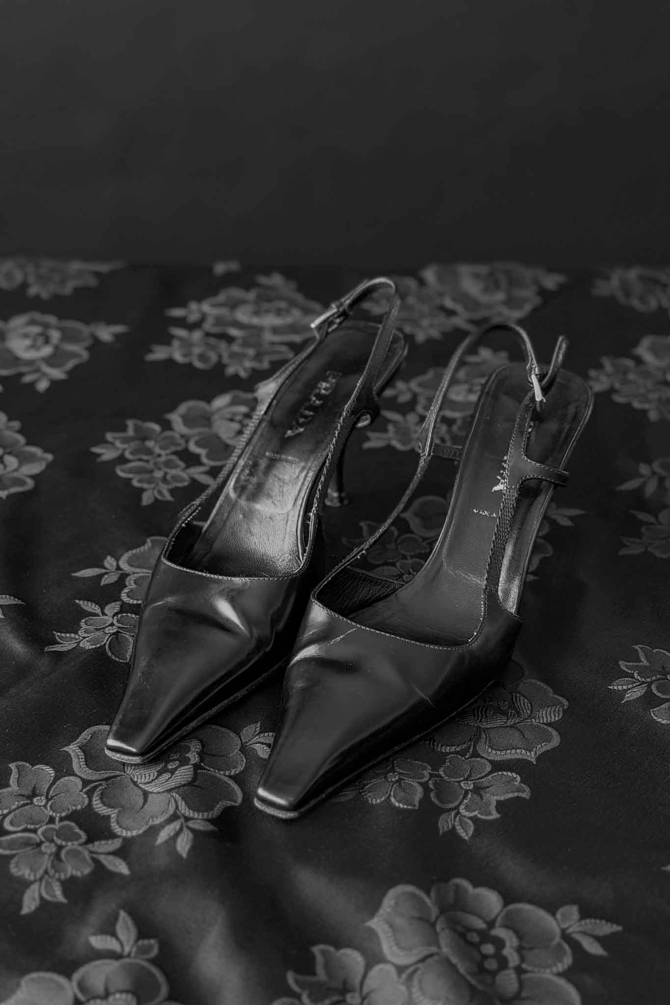 Vintage Prada Slingback Pumps aus Leder, Office Siren, Made in Italy, 37