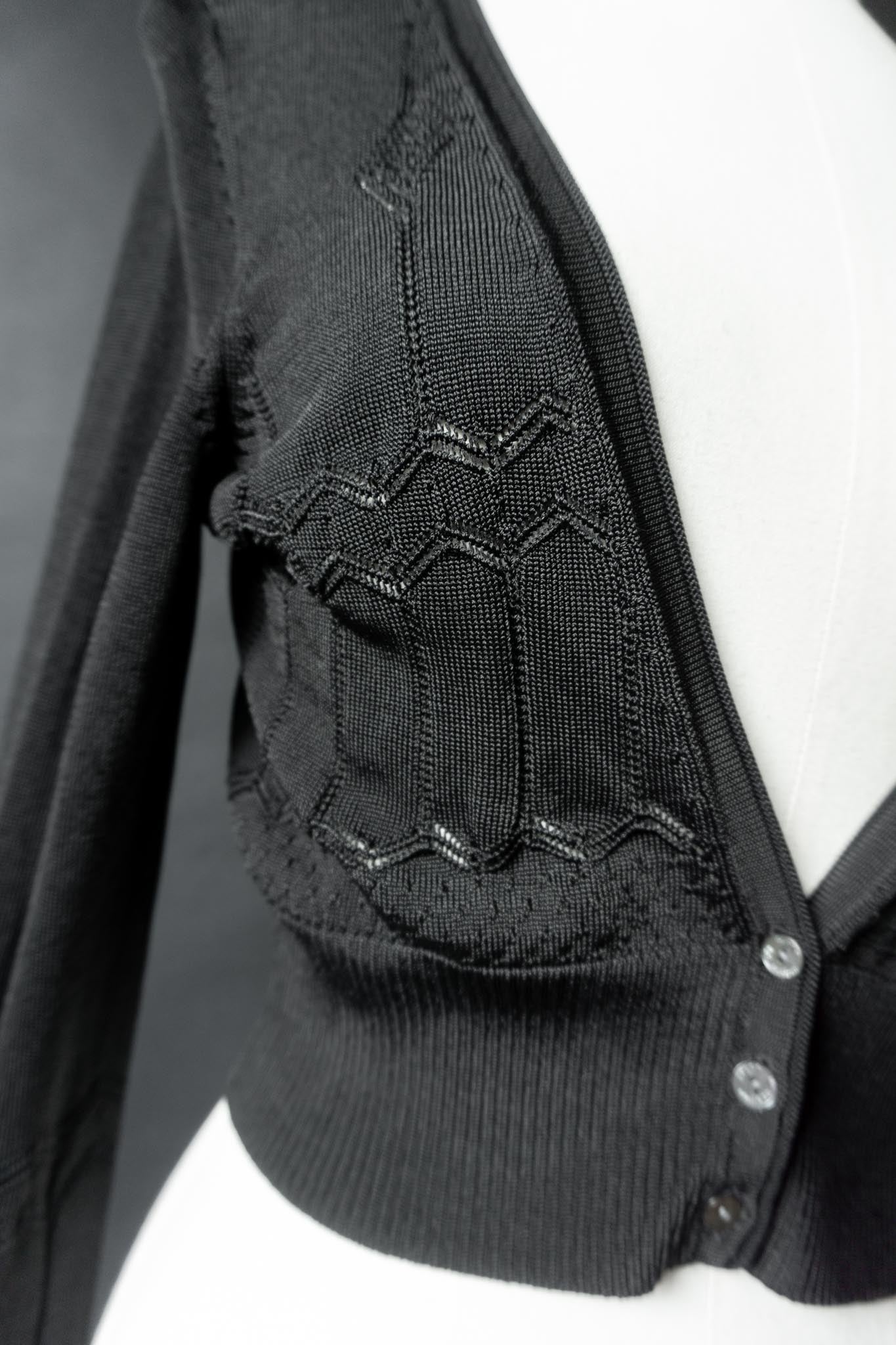 Vintage Cropped Knit Cardigan, Summer Goth, S–M theplaincircle vintage
