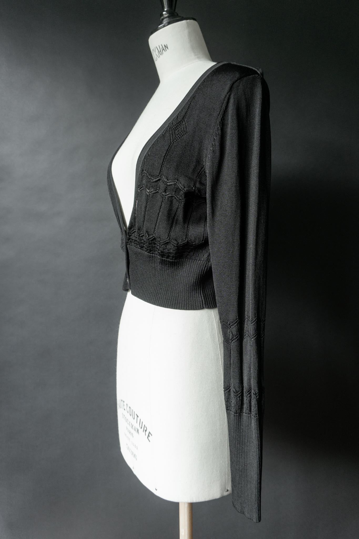 Vintage Cropped Knit Cardigan, Summer Goth, S–M theplaincircle vintage