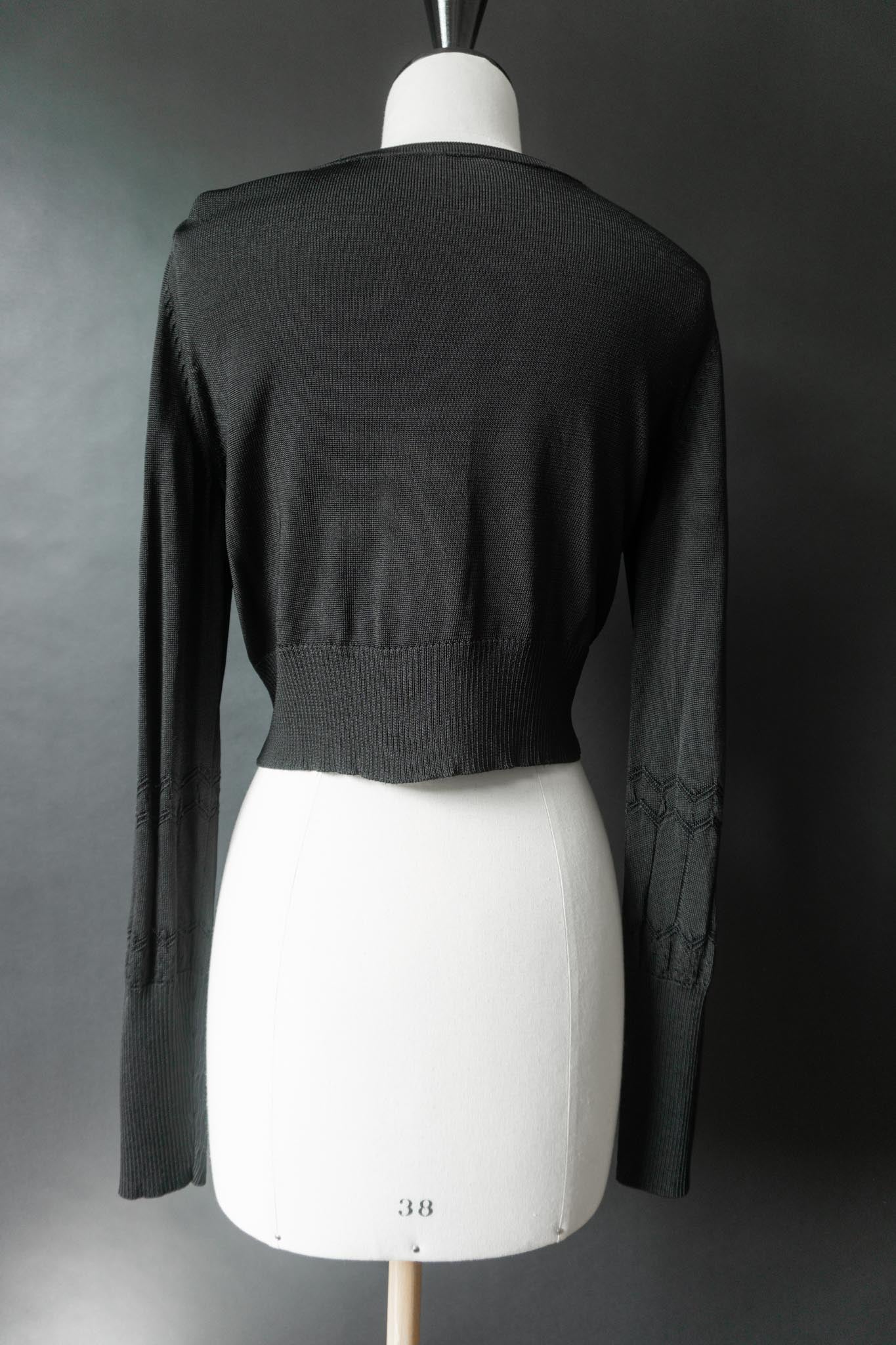 Vintage Cropped Knit Cardigan, Summer Goth, S–M theplaincircle vintage