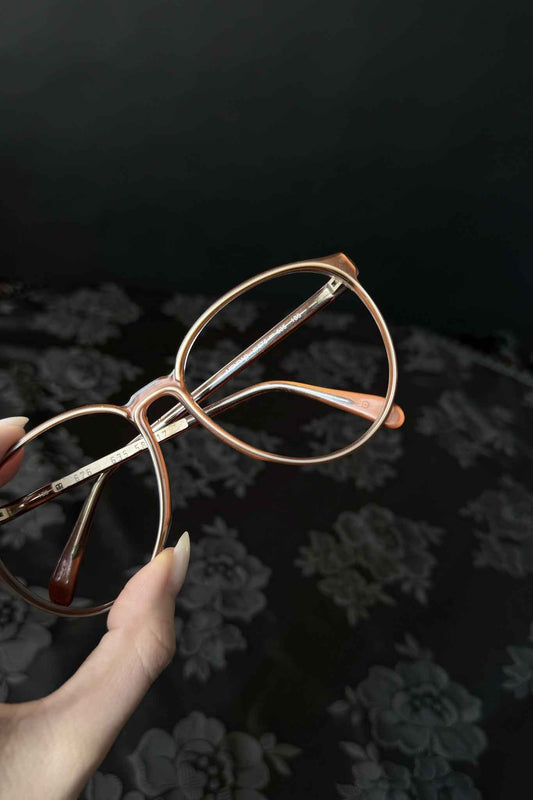 Vintage 80s Brille Fassung, Orange-Braun