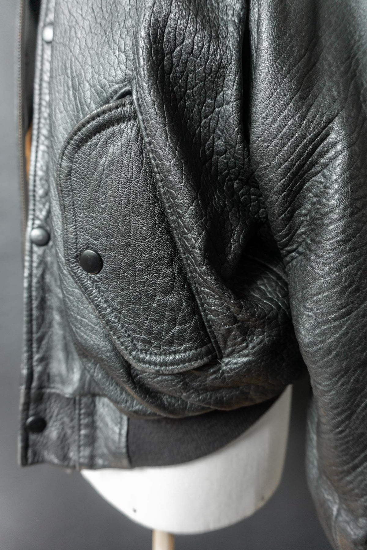 Vintage 80s Bomber Lederjacke, grained Leder, M–L