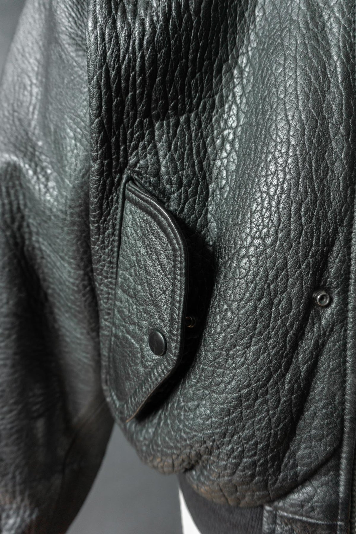 Vintage 80s Bomber Lederjacke, grained Leder, M–L