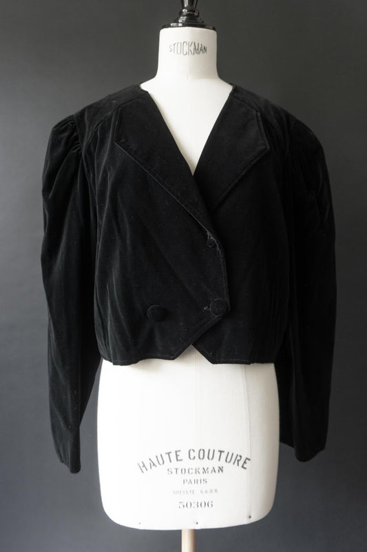 Vintage 80s Blazer, cropped Samt, M–L