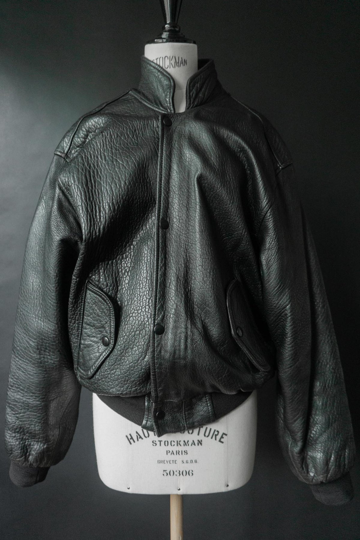 Vintage 80s Bomber Lederjacke, grained Leder, M–L