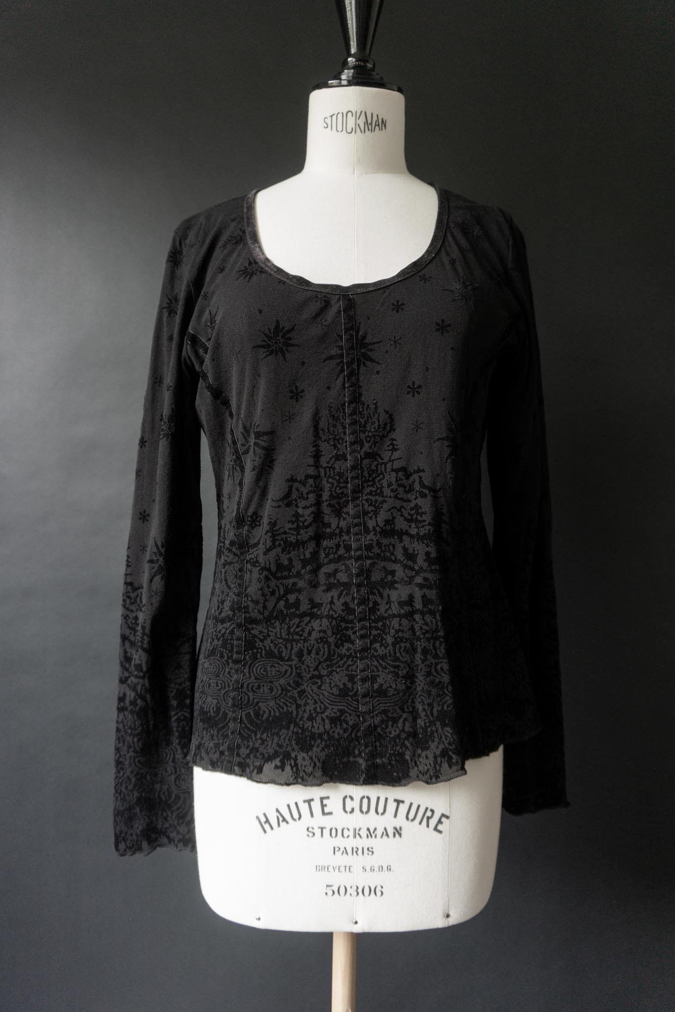 Vintage 90s Mesh-Longsleeve Gothic Top, S–M theplaincircle vintage