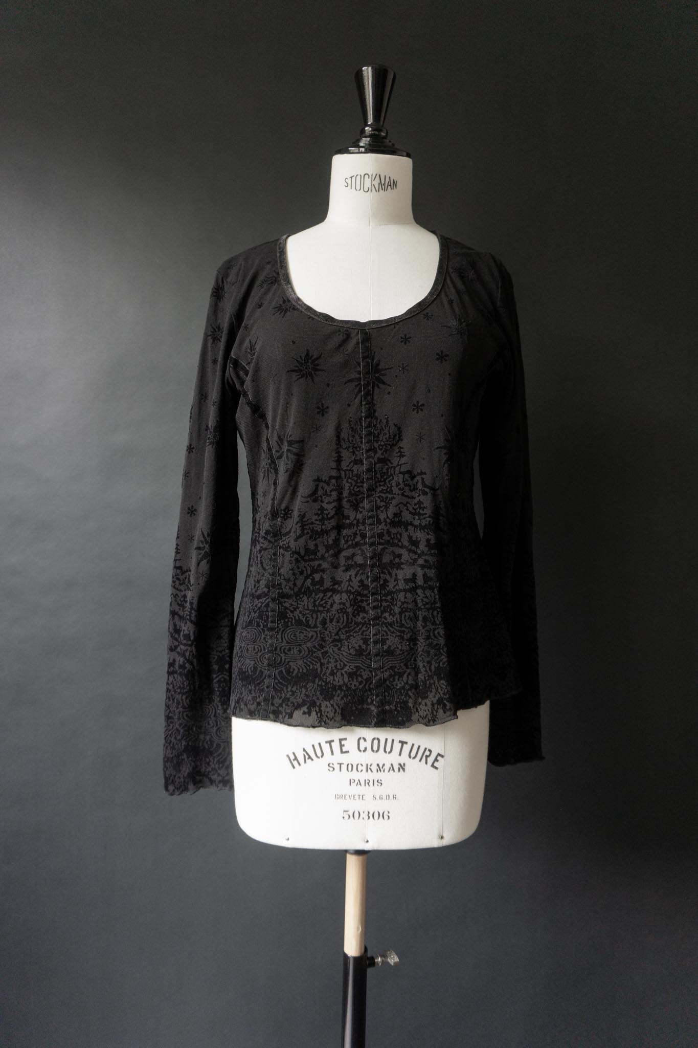Vintage 90s Mesh-Longsleeve Gothic Top, S–M theplaincircle vintage