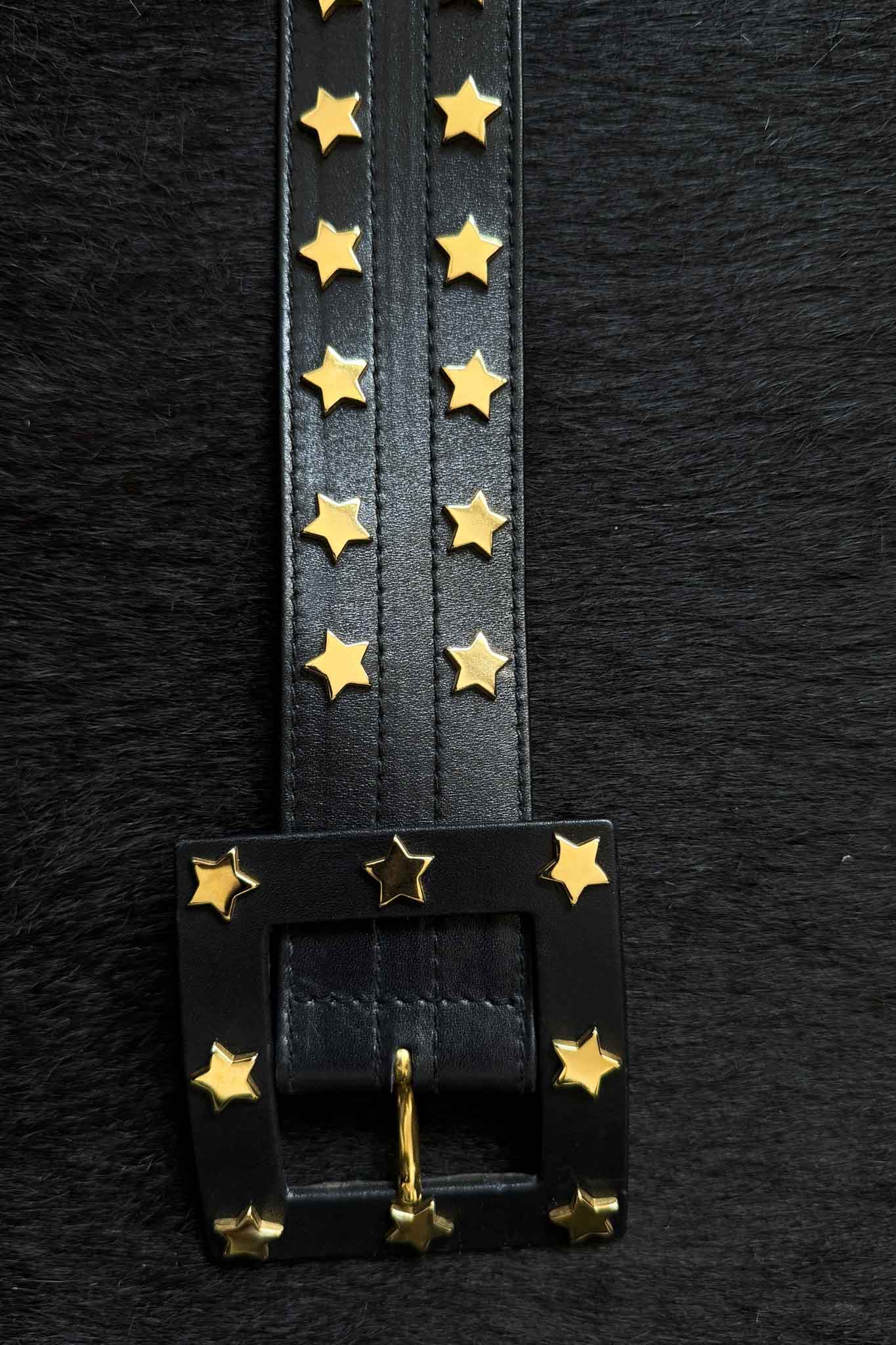 Vintage 80s Escada Ledergürtel mit Sternnieten, 38