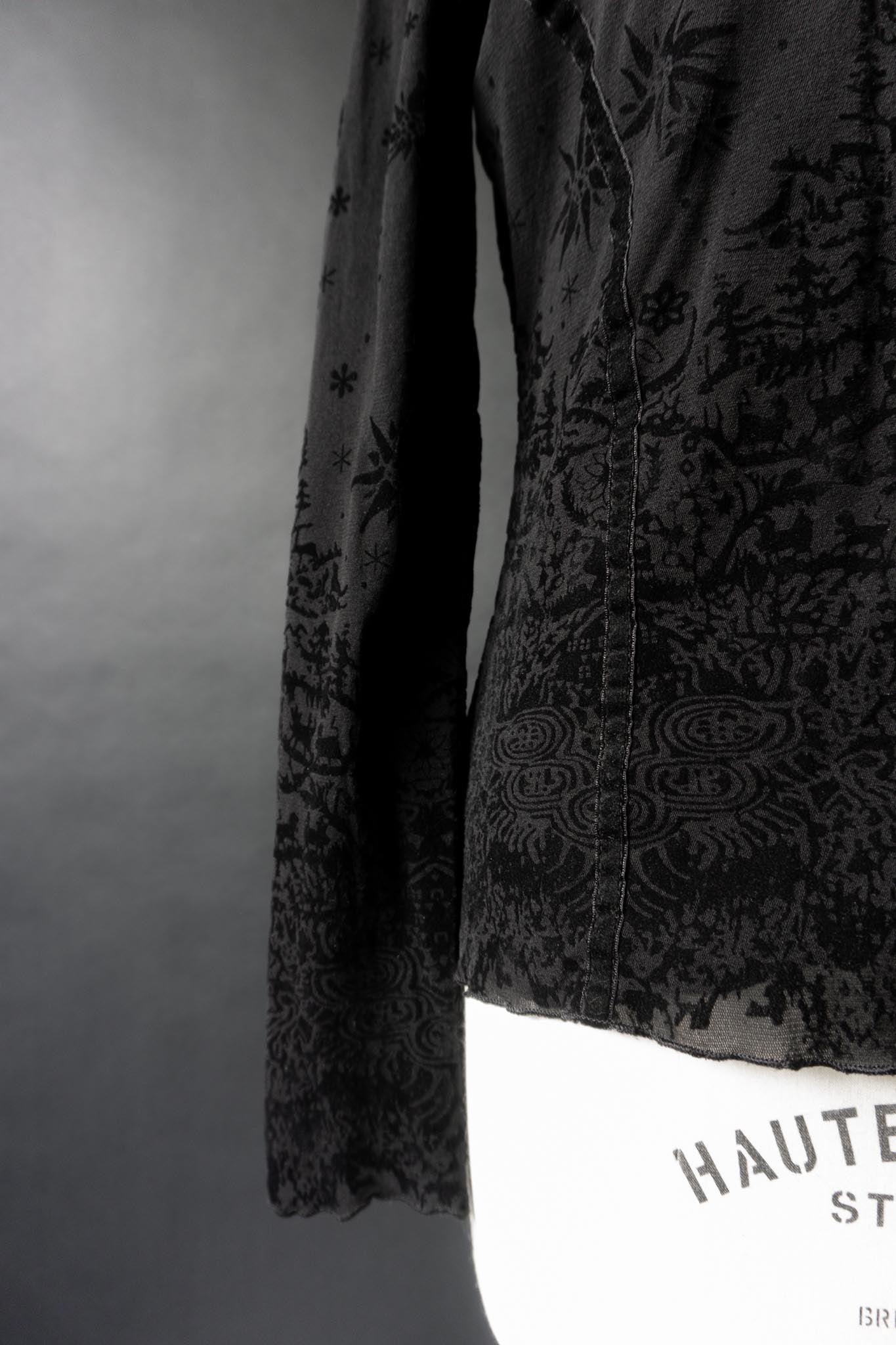 Vintage 90s Mesh-Longsleeve Gothic Top, S–M theplaincircle vintage