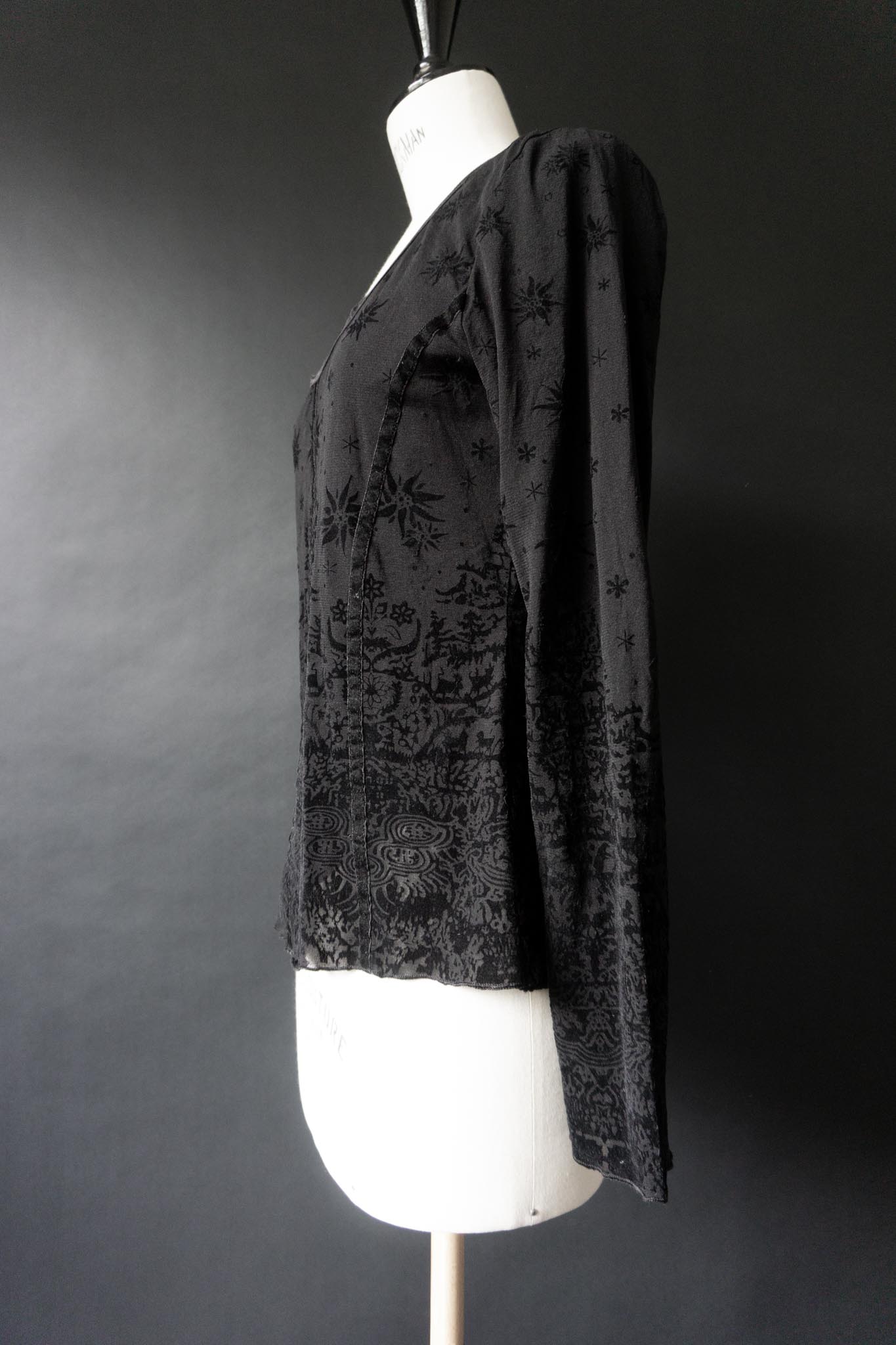 Vintage 90s Mesh-Longsleeve Gothic Top, S–M theplaincircle vintage