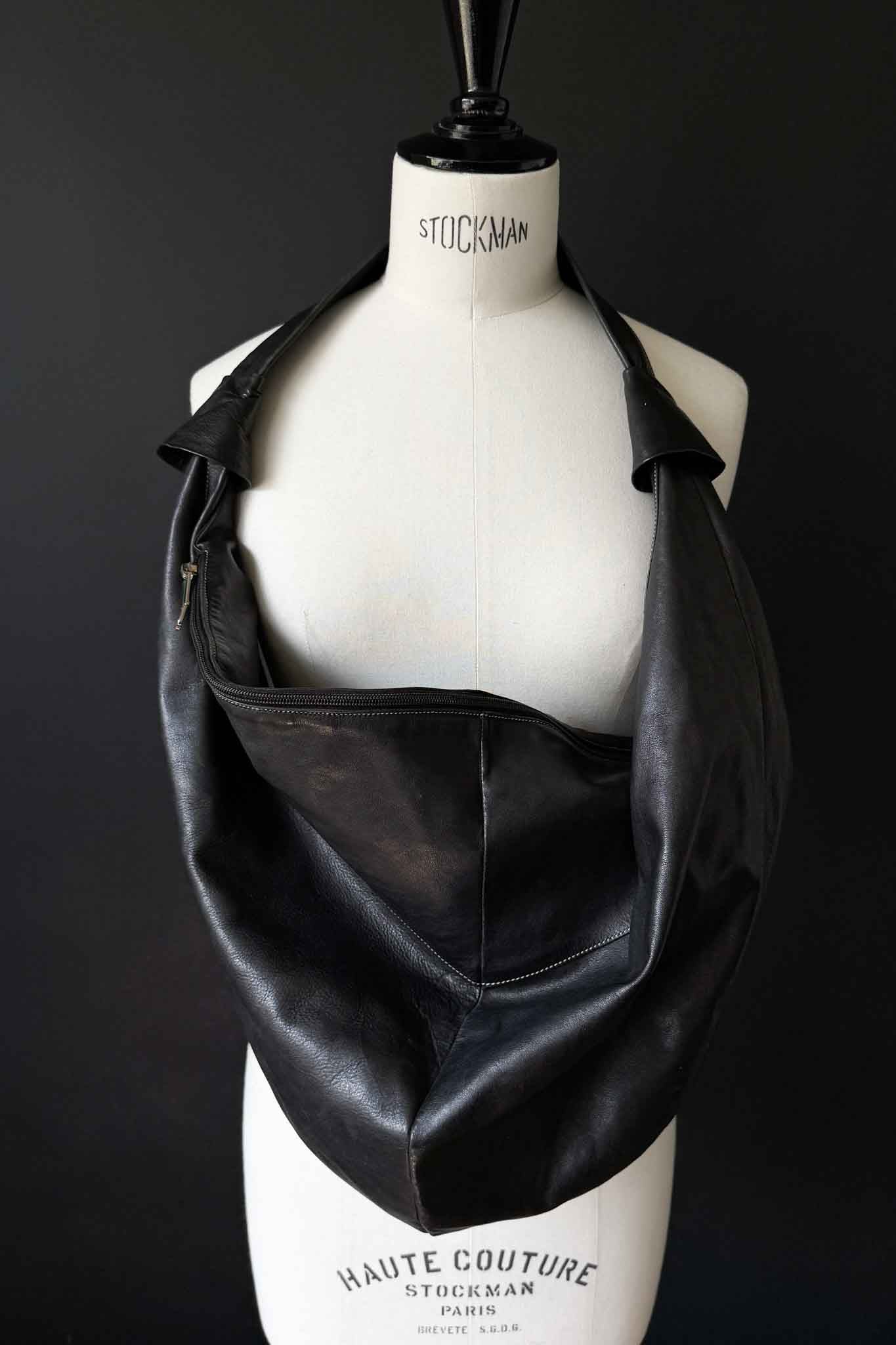 Große Vintage Ledertasche Schwarz – Bottega-inspirierter Oversized Shopper aus den 80ern theplaincircle vintage