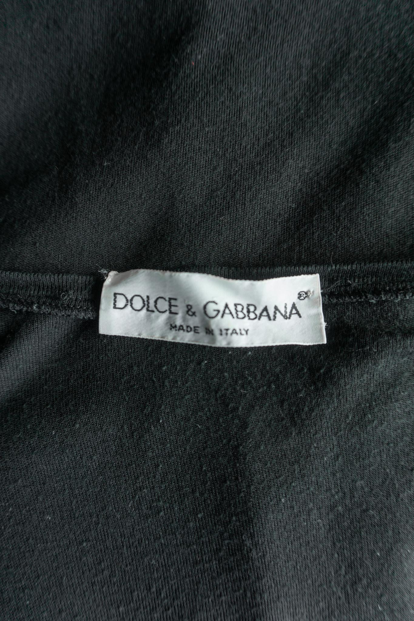 Vintage Dolce & Gabbana 90s T-Shirt mit Schleifendetail – Schwarzes Designer Basic, S–M theplaincircle vintage