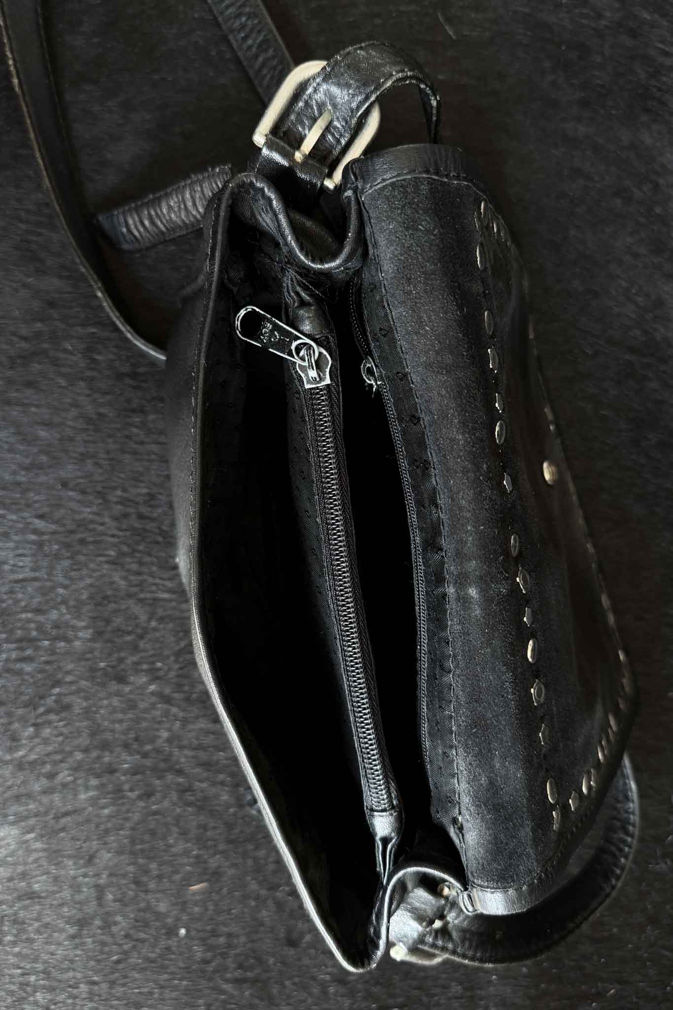 Vintage 80s Kolster Ledertasche mit Strass und Nieten