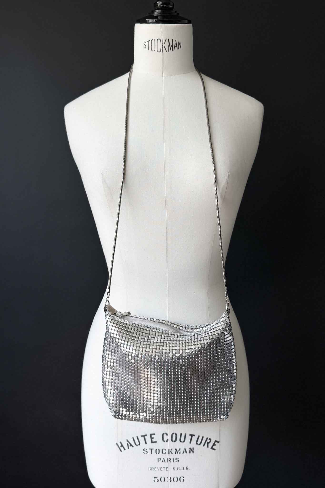 Vintage 80s Silver Mesh Bag – Disco Glam Meets Minimalism theplaincircle vintage