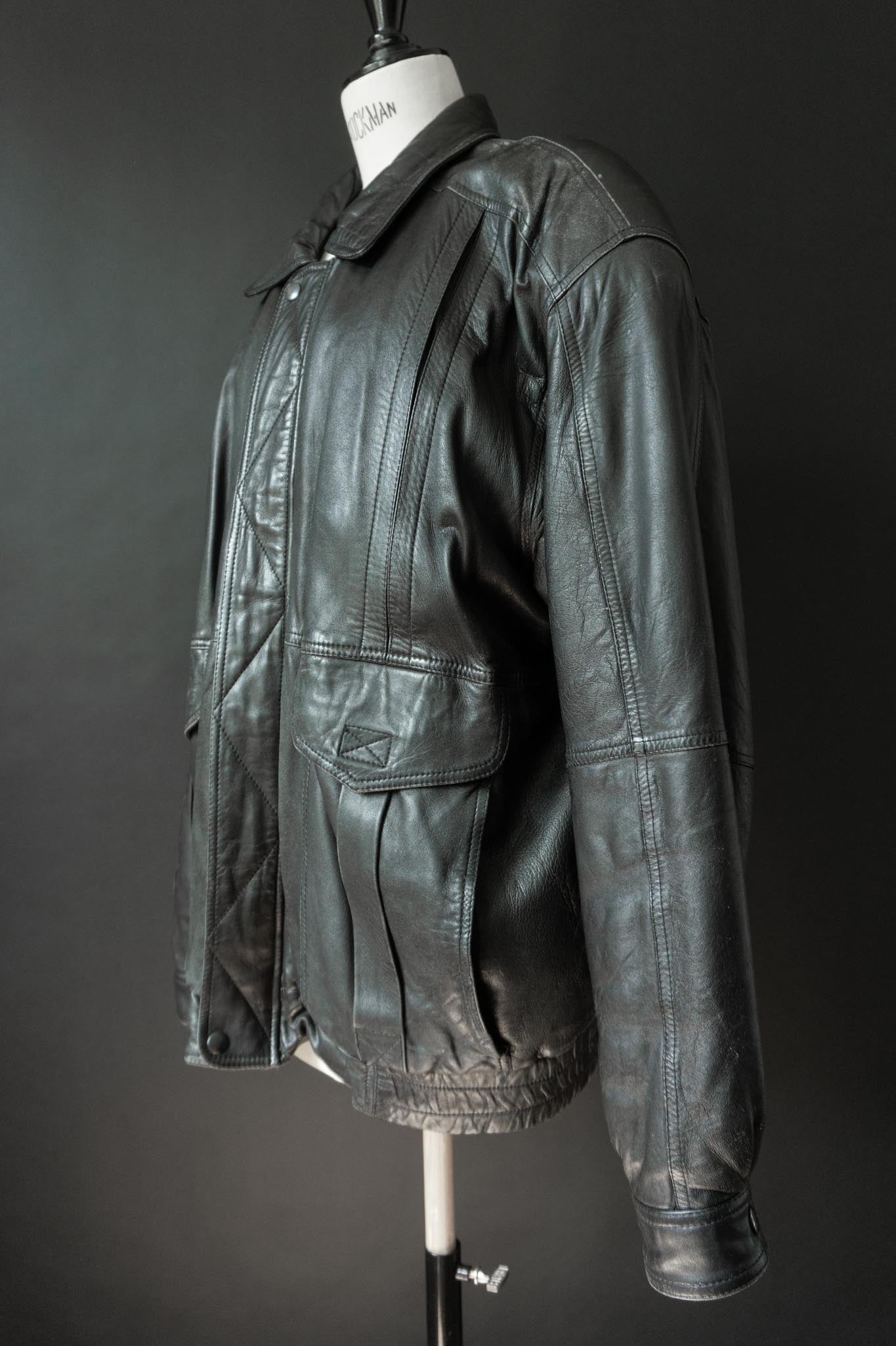 Vintage 80s Blouson-Lederjacke aus butterweichem Nappaleder, M–XL theplaincircle vintage