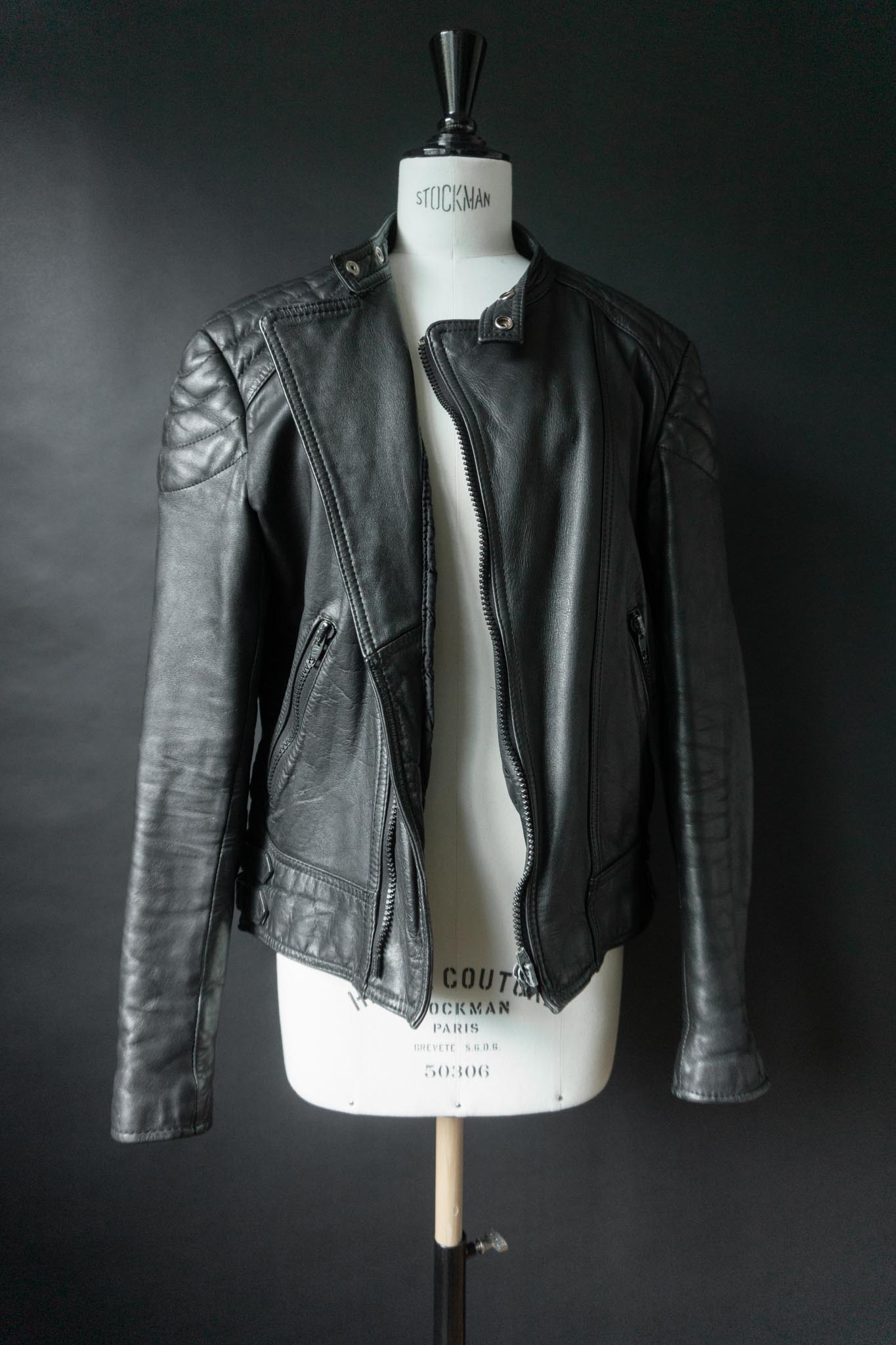 Vintage Bikerjacke Echtleder, S–M