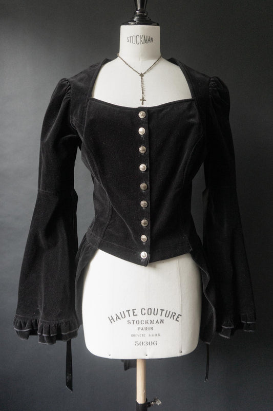Vintage 90s Vampire Bluse, Samt, S–M