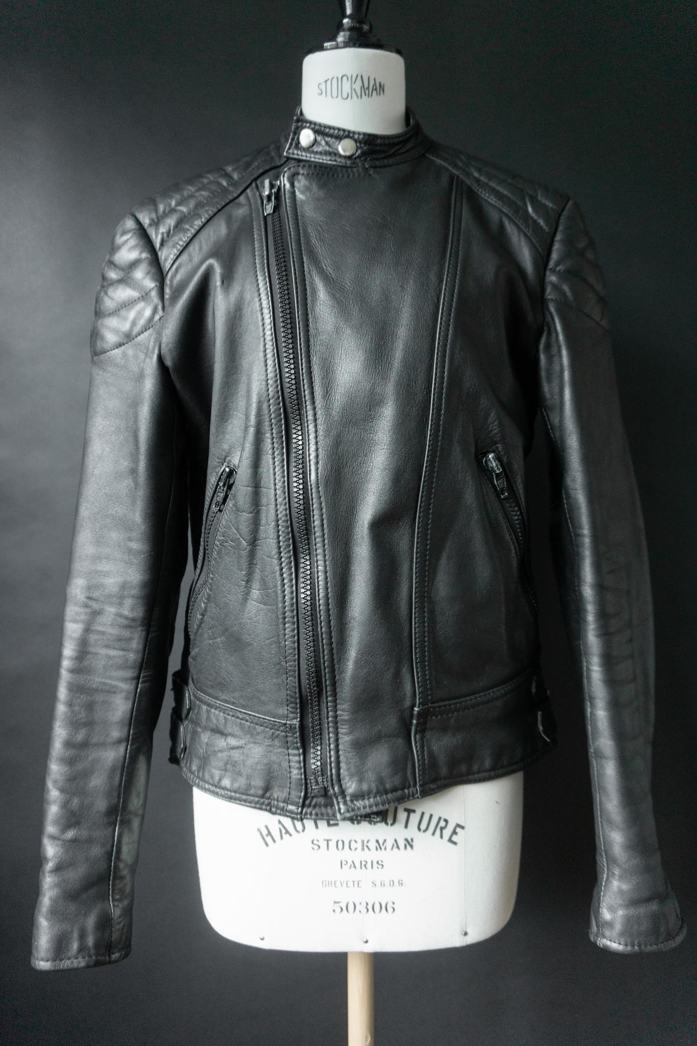 Vintage Bikerjacke Echtleder, S–M