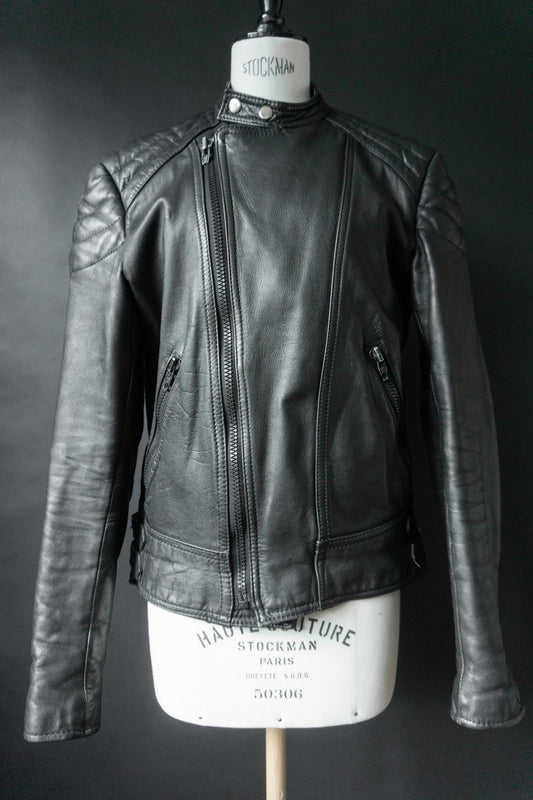 Vintage Bikerjacke Echtleder, S–M