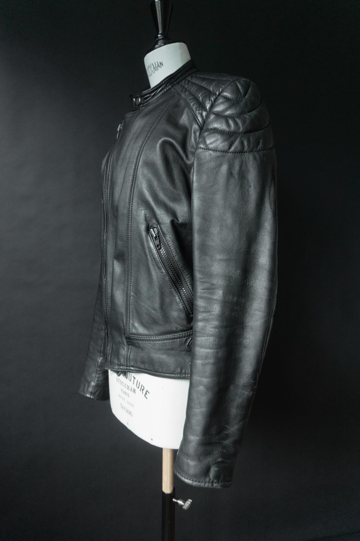 Vintage Bikerjacke Echtleder, S–M