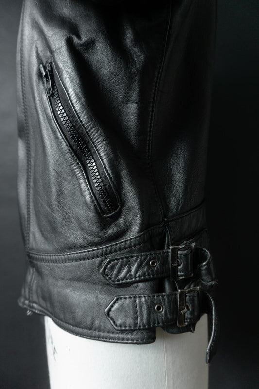 Vintage Bikerjacke Echtleder, S–M