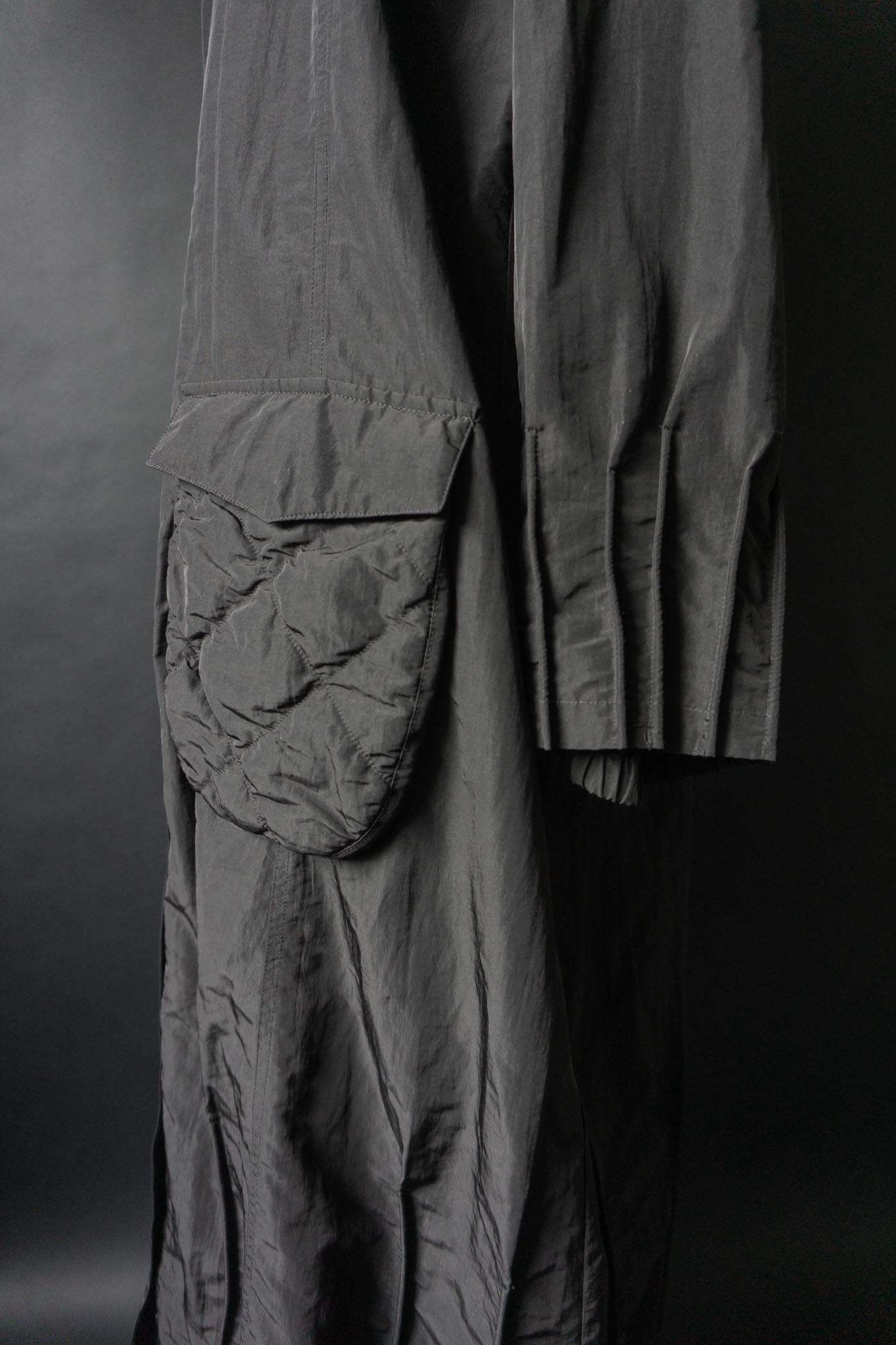 Vintage 90s Avant-Garde Maxi Coat in Technical Fabric — Gothic Sculptural Collar, S–M theplaincircle vintage