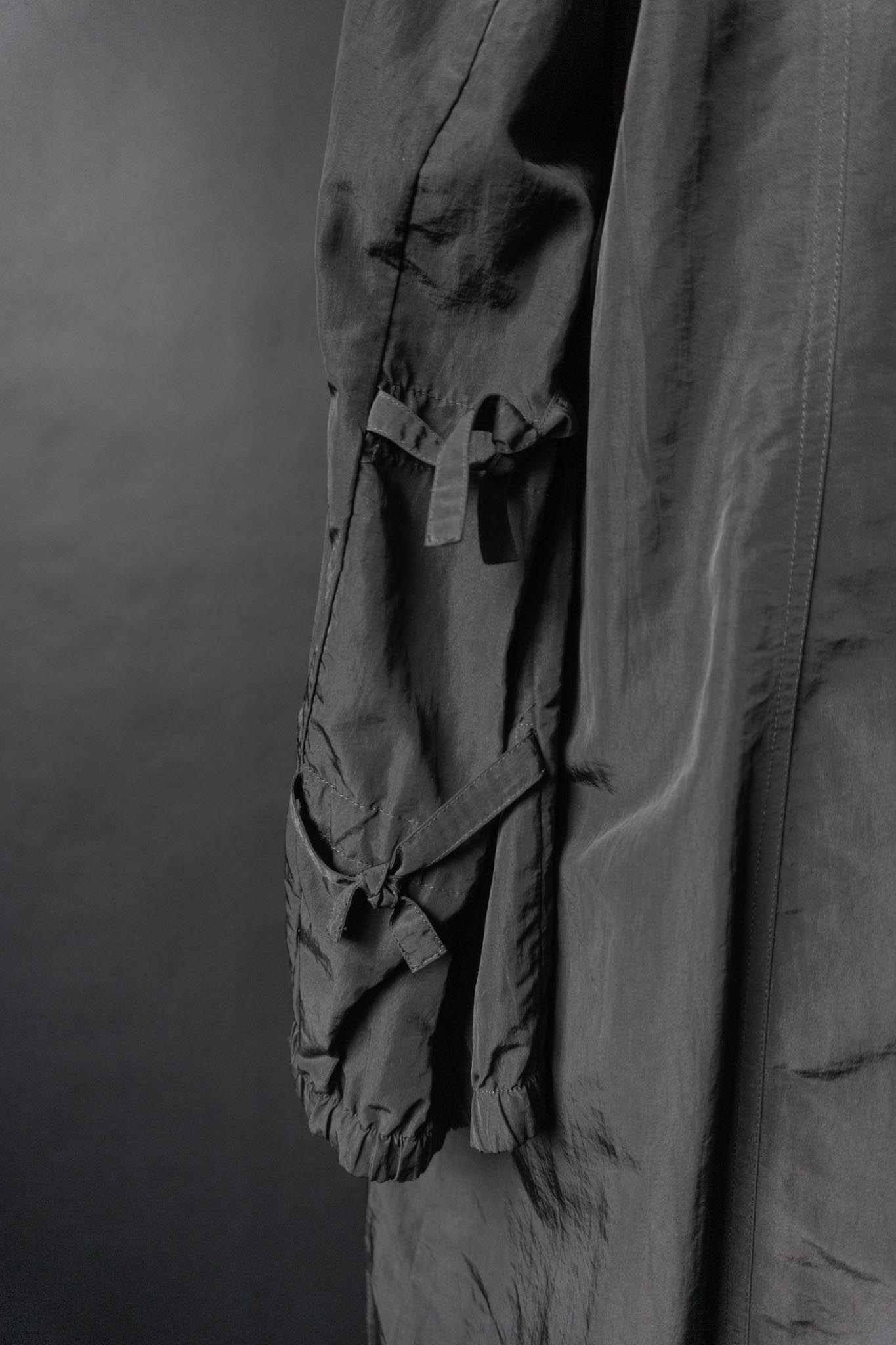 Vintage 90s Avant-Garde Maxi Coat in Technical Fabric — Gothic Sculptural Collar, S–M theplaincircle vintage