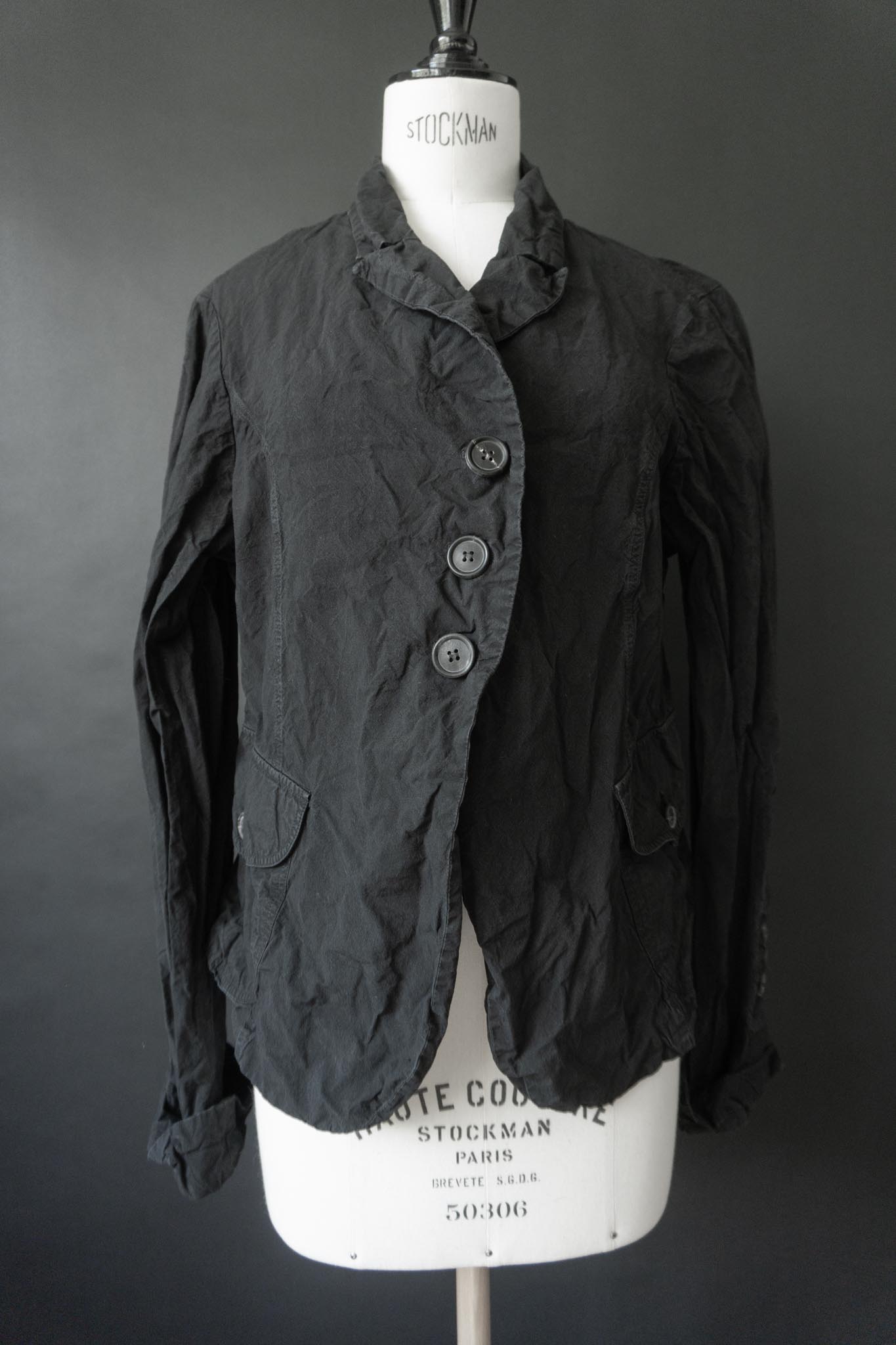 RUNDHOLZ Avantgarde Blazer in Schwarz mit Crinkle-Look, M–L theplaincircle vintage