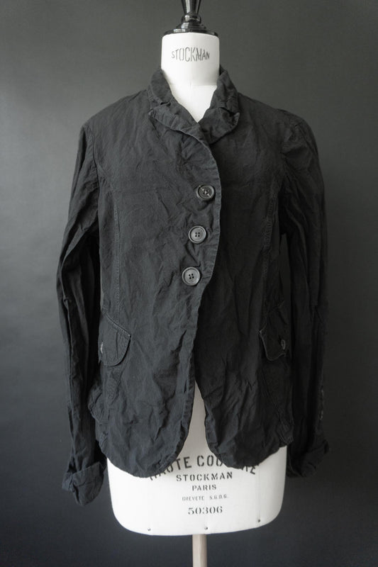 RUNDHOLZ Avantgarde Blazer in Schwarz mit Crinkle-Look, M–L theplaincircle vintage