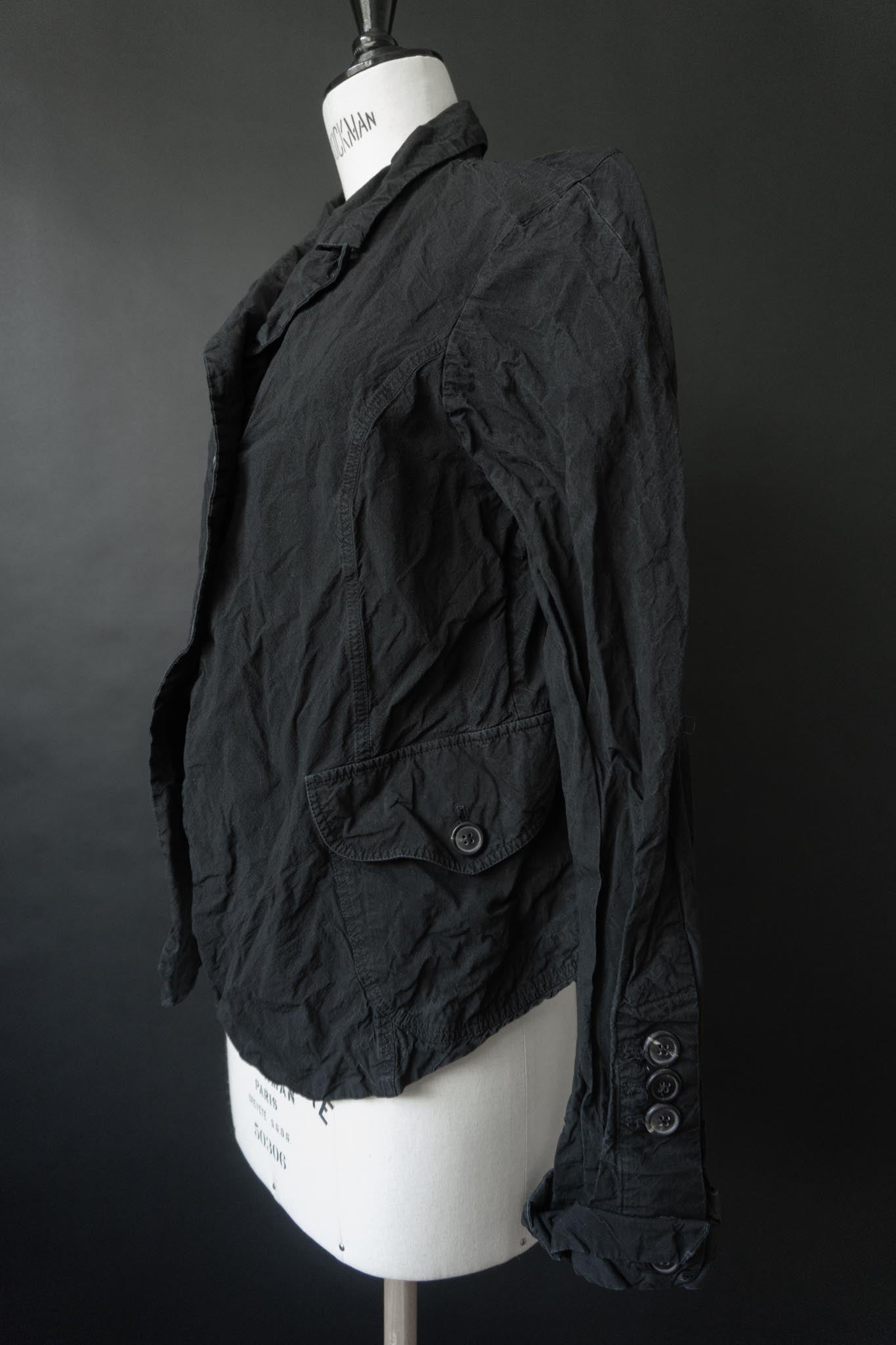 RUNDHOLZ Avantgarde Blazer in Schwarz mit Crinkle-Look, M–L theplaincircle vintage