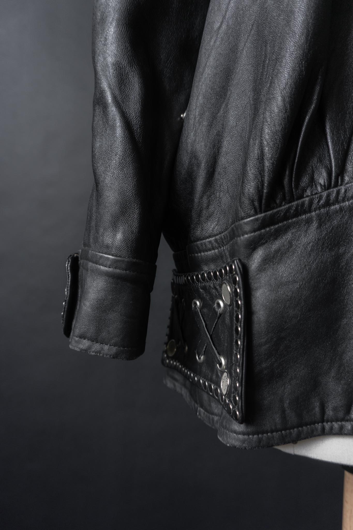Vintage 80s Nieten Lederjacke, Strass Kolster, M–L theplaincircle vintage