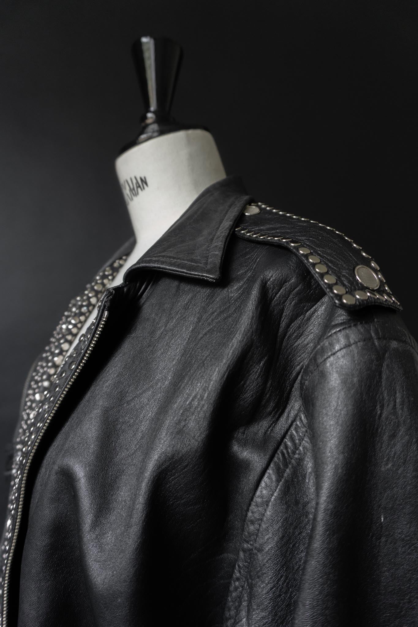 Vintage 80s Nieten Lederjacke, Strass Kolster, M–L theplaincircle vintage