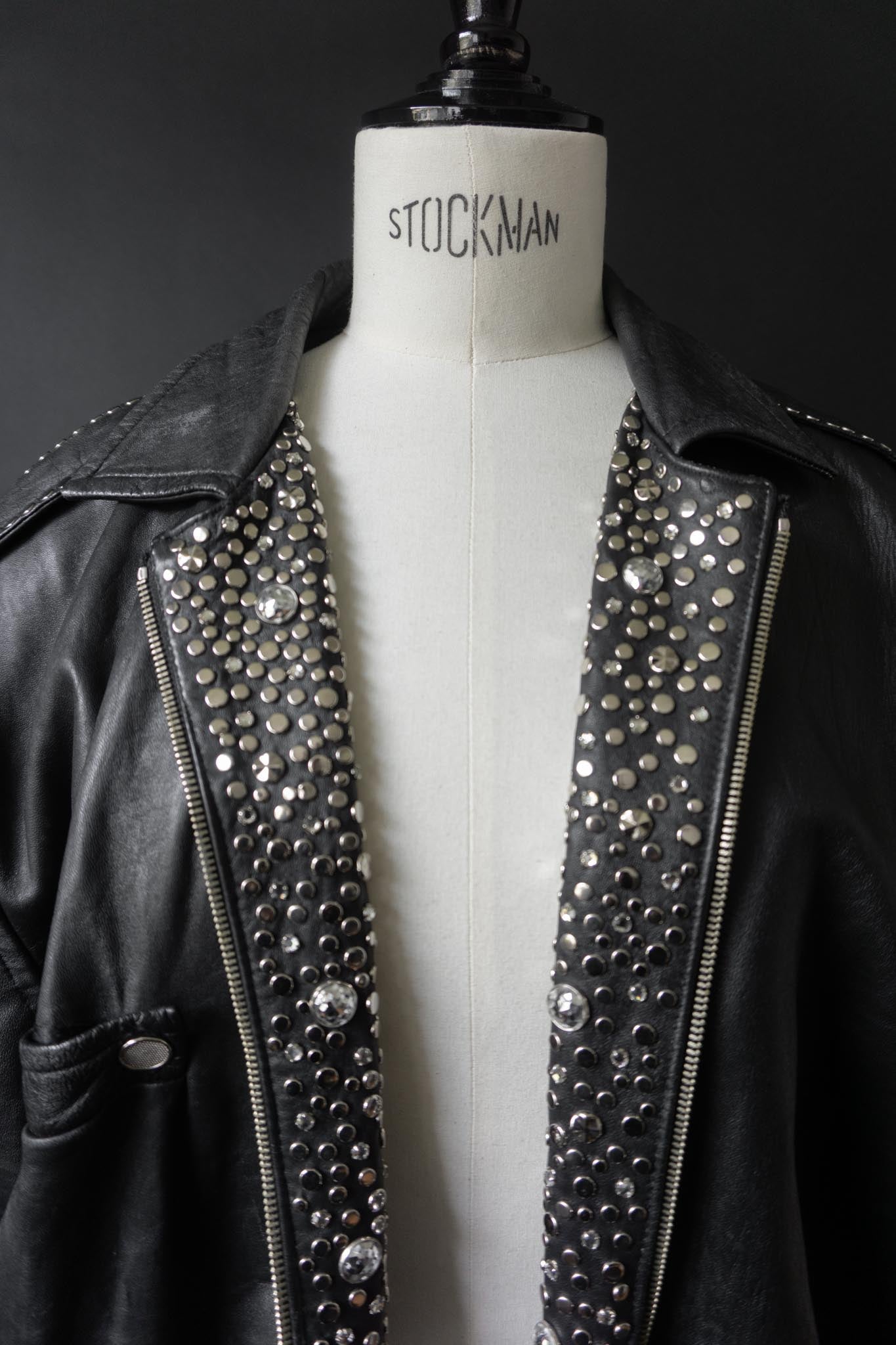 Vintage 80s Nieten Lederjacke, Strass Kolster, M–L theplaincircle vintage