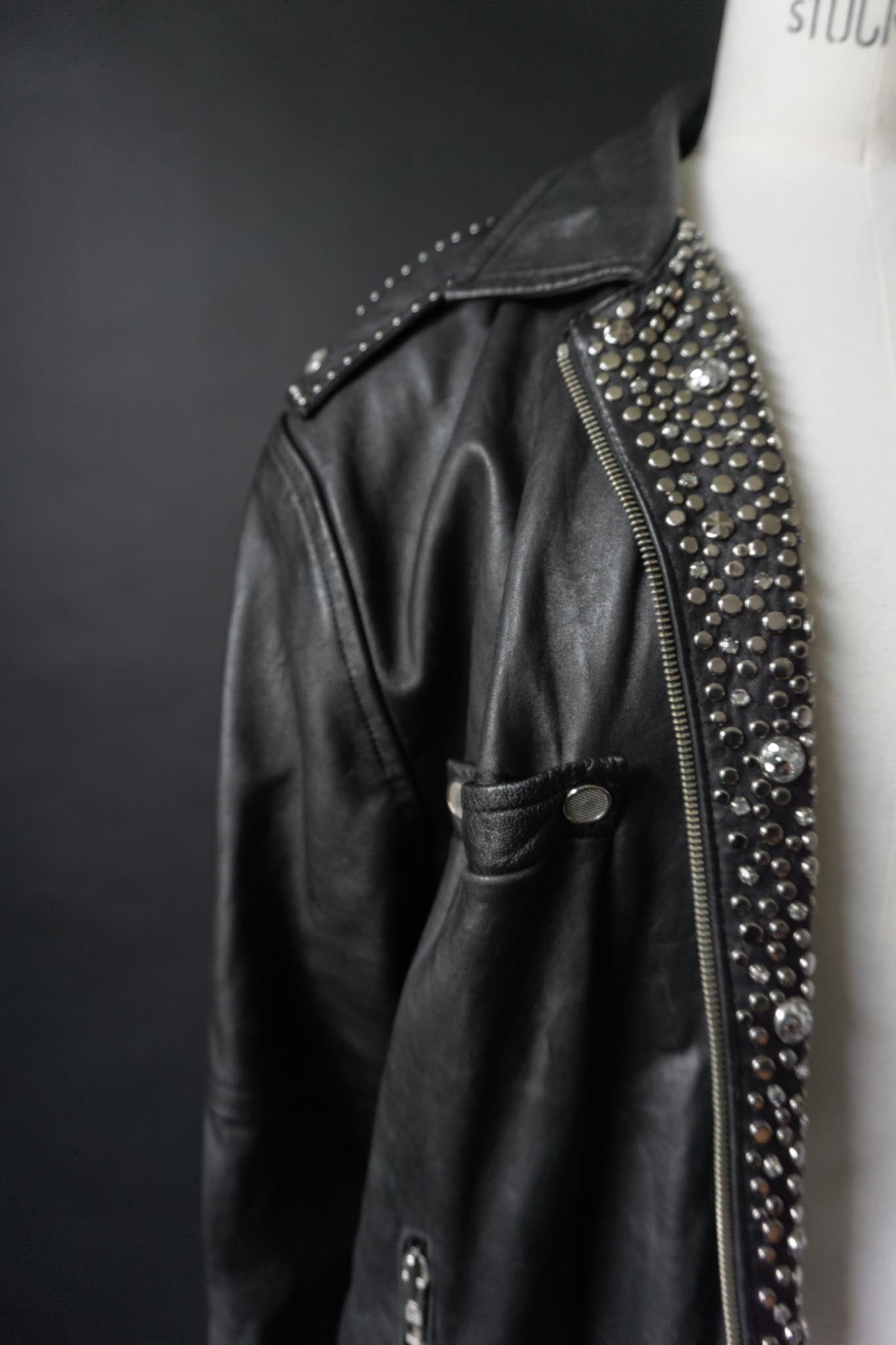 Vintage 80s Nieten Lederjacke, Strass Kolster, M–L theplaincircle vintage