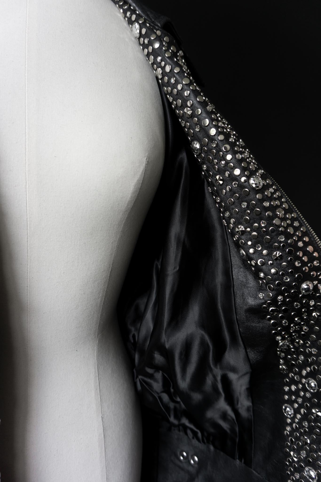 Vintage 80s Nieten Lederjacke, Strass Kolster, M–L theplaincircle vintage