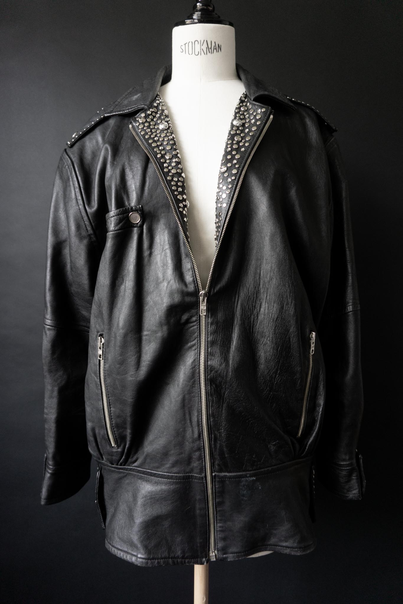 Vintage 80s Nieten Lederjacke, Strass Kolster, M–L theplaincircle vintage