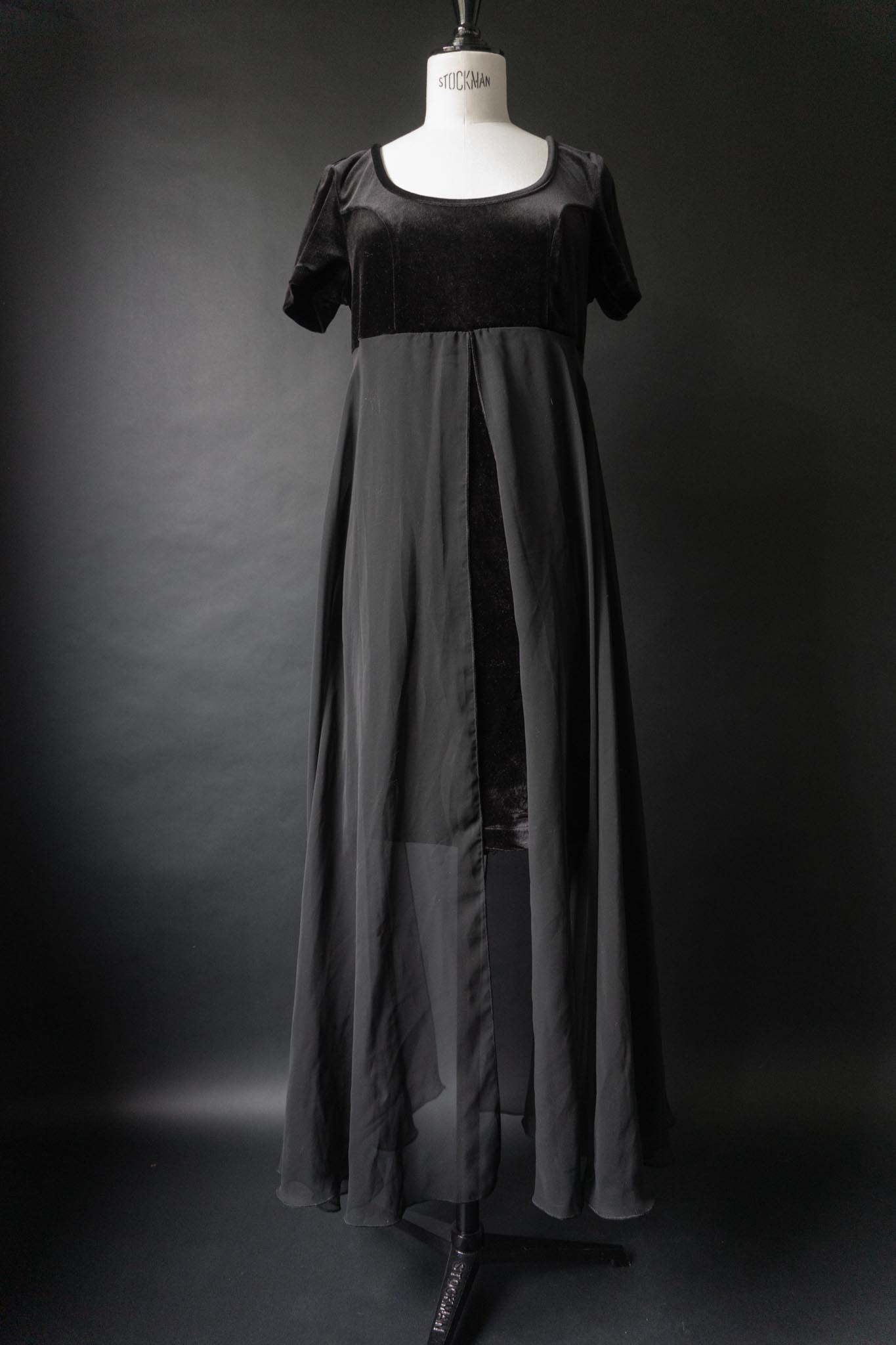 Vintage 90s Samt & Chiffon Layer Kleid, S–M theplaincircle vintage