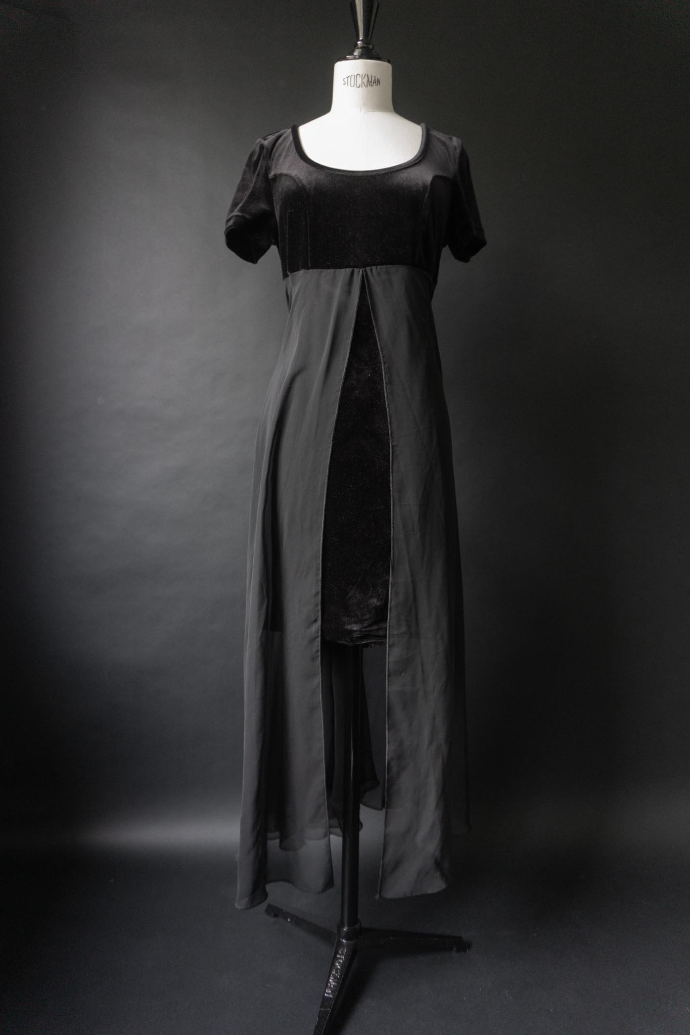 Vintage 90s Samt & Chiffon Layer Kleid, S–M theplaincircle vintage