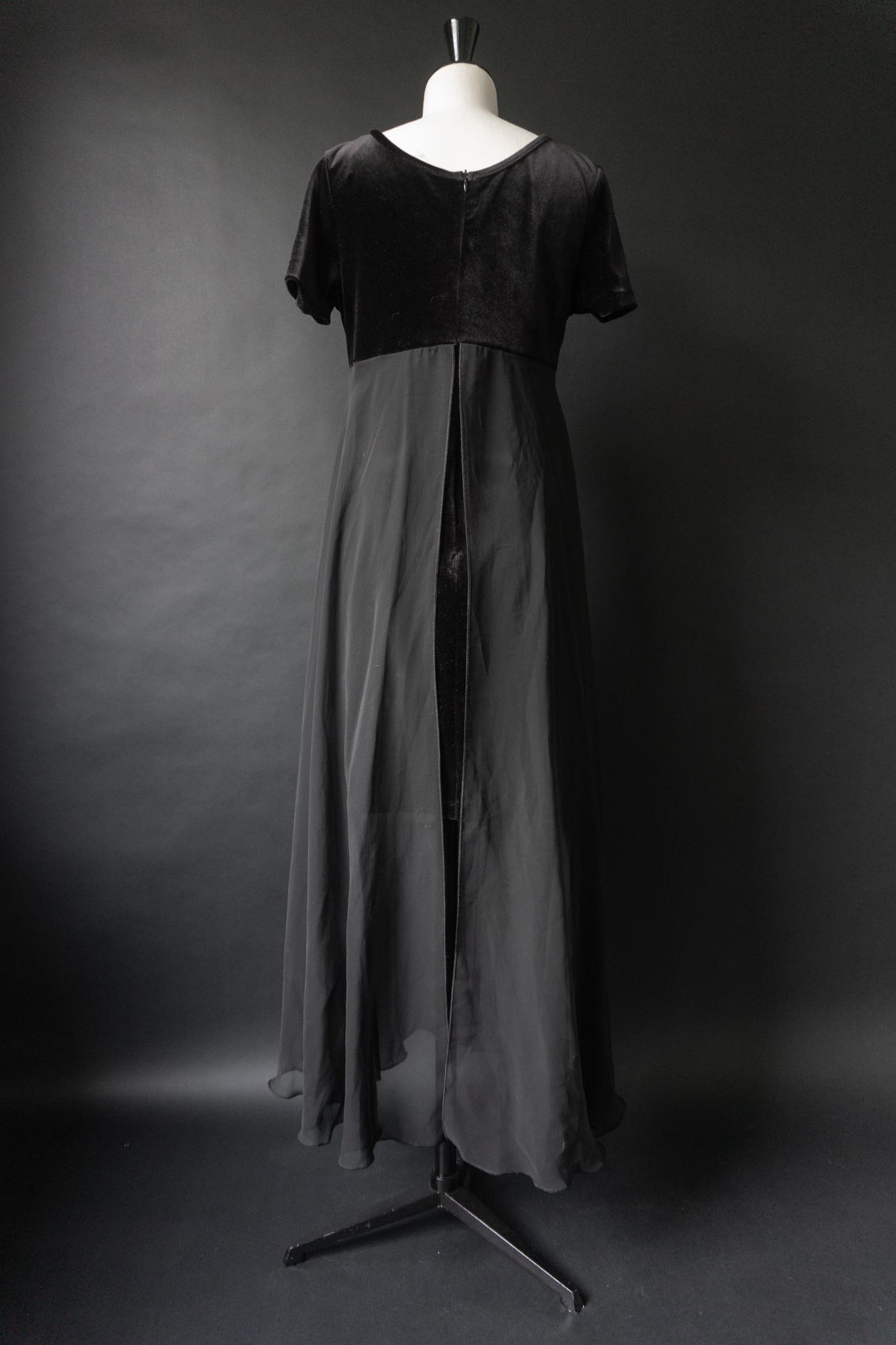 Vintage 90s Samt & Chiffon Layer Kleid, S–M theplaincircle vintage