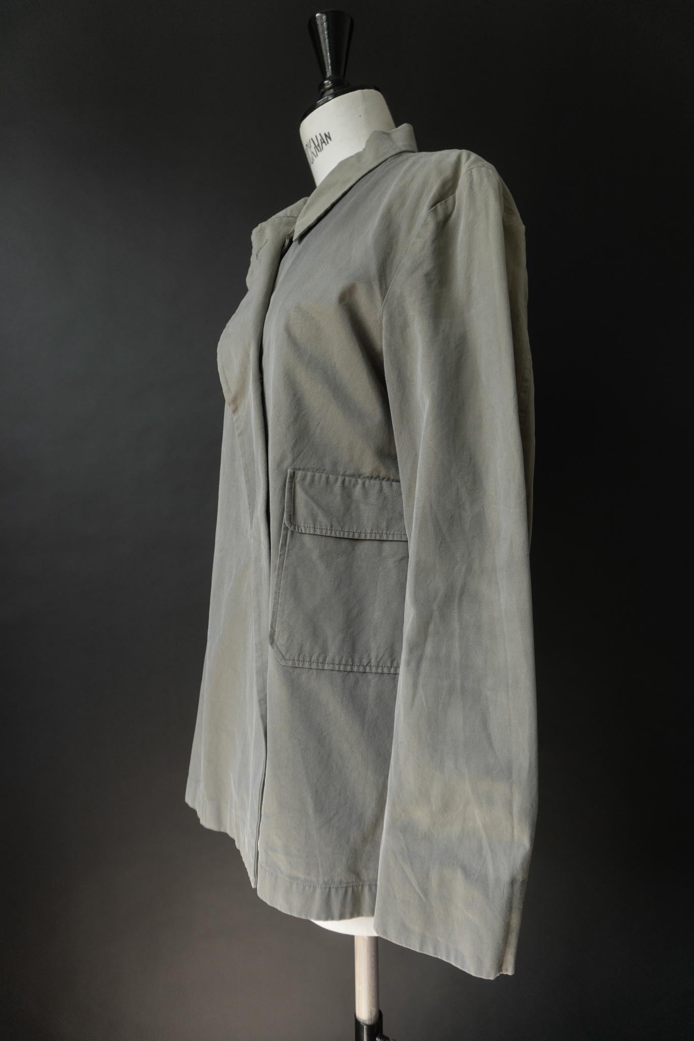 Vintage Jil Sander Minimal Cotton Jacket – 90s Designer Coat in Sage Grey, S–M theplaincircle vintage