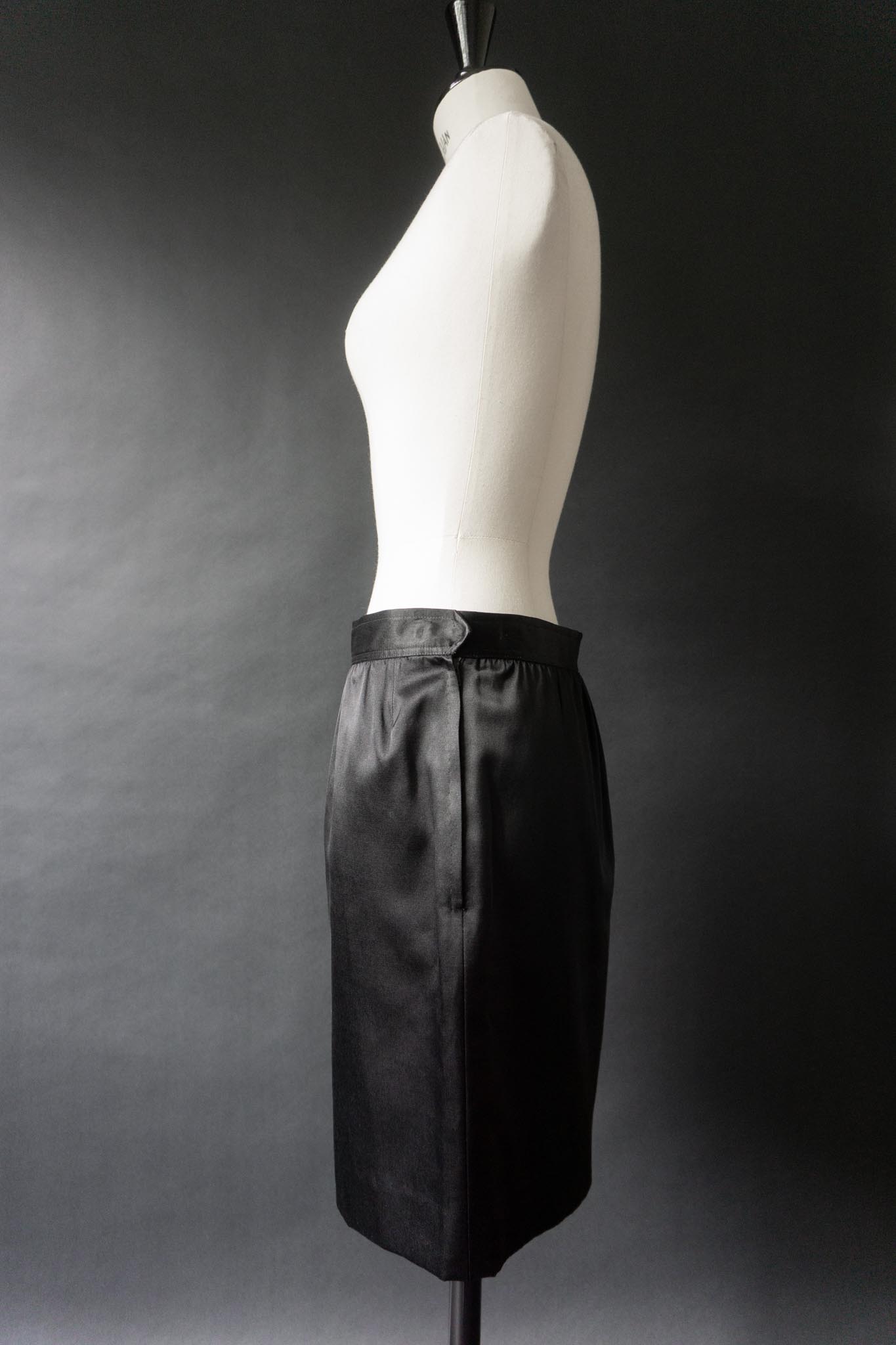 Vintage 80s Saint Laurent Rive Gauche Satin Skirt — Made in France, S–M theplaincircle vintage