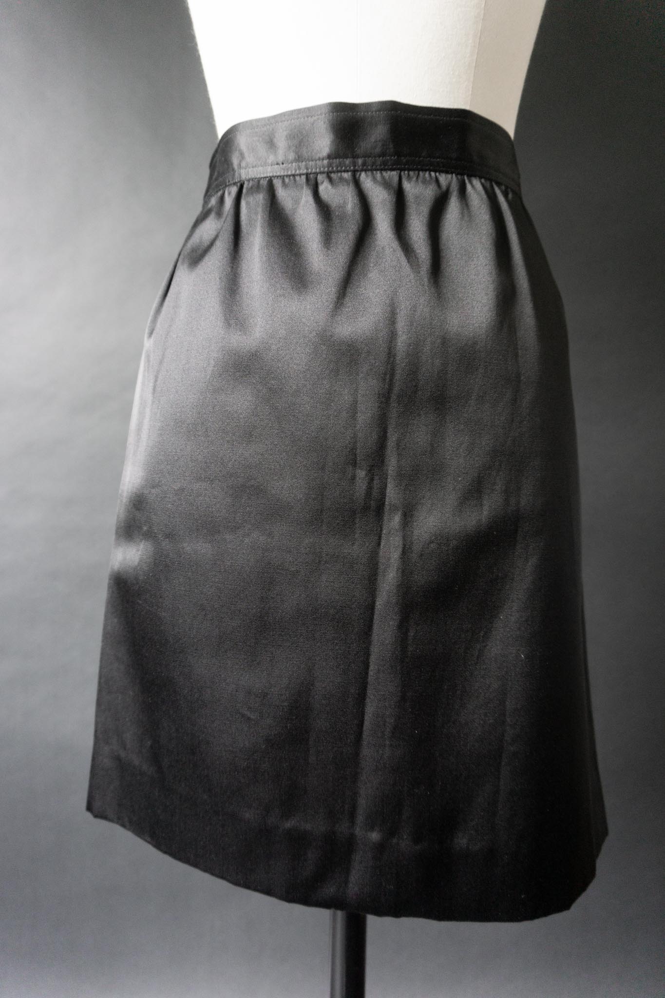 Vintage 80s Saint Laurent Rive Gauche Satin Skirt — Made in France, S–M theplaincircle vintage