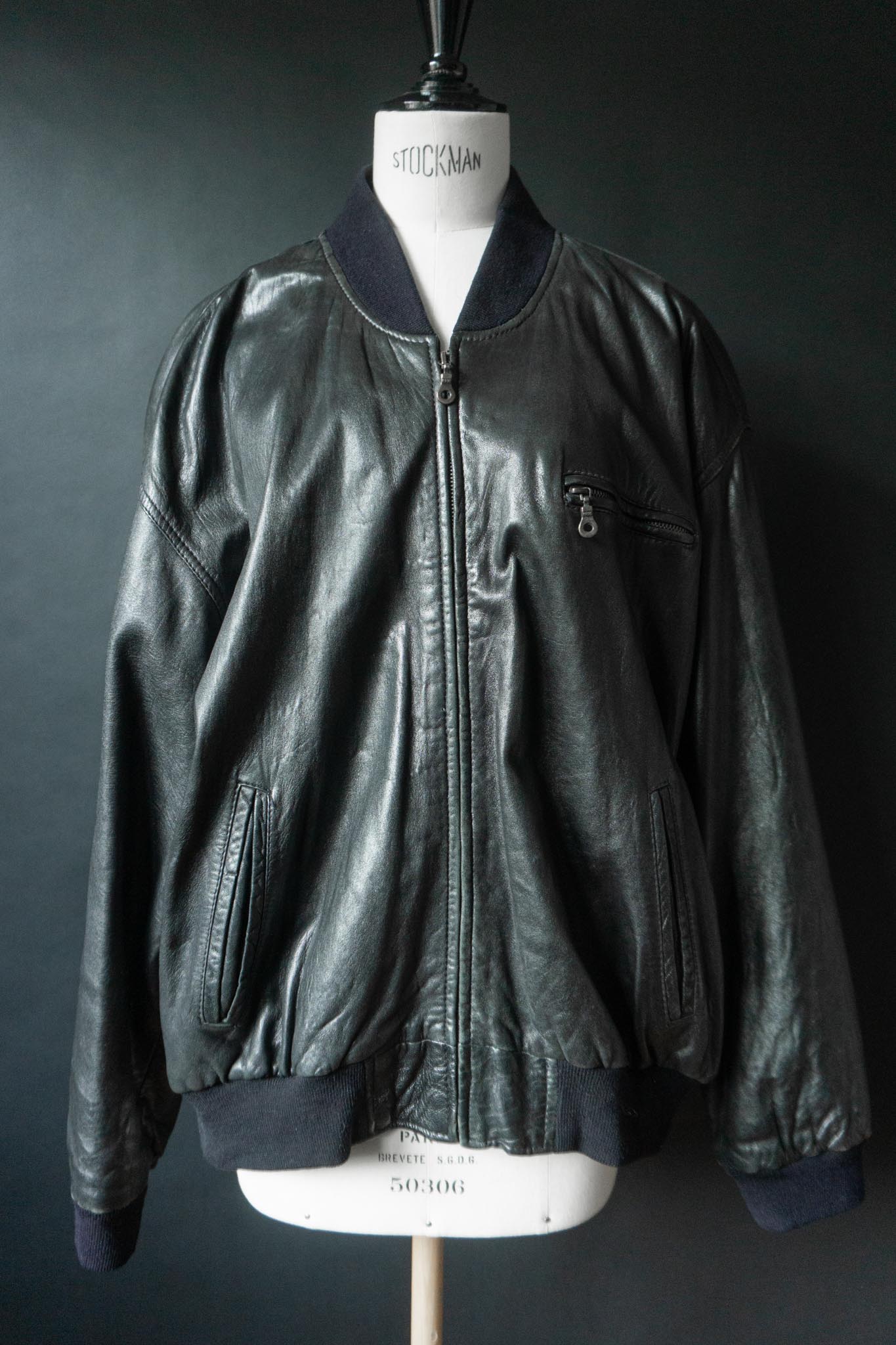 Vintage 80s Lederjacke Bomber Blouson, M–L theplaincircle vintage