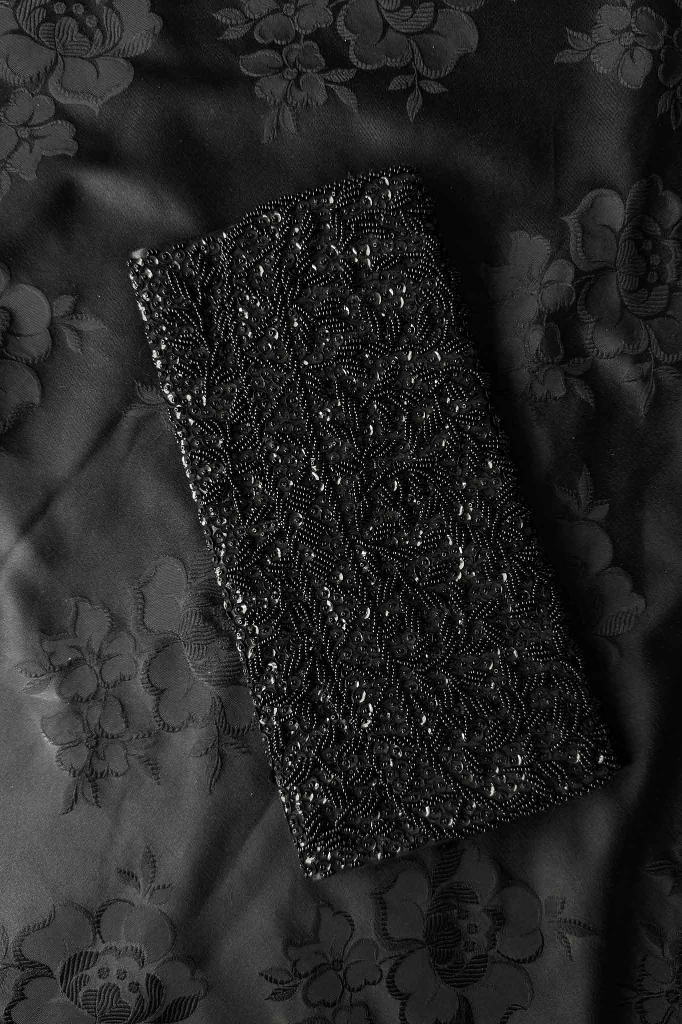 Vintage Perlen Clutch Schwarz Handbestickt