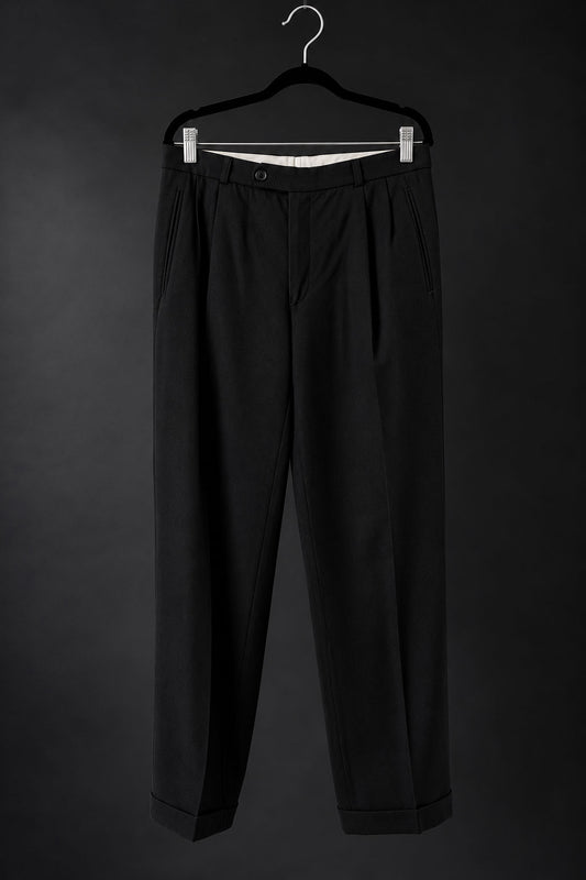 Vintage 80s Bundfaltenhose, Schwarz, S–M
