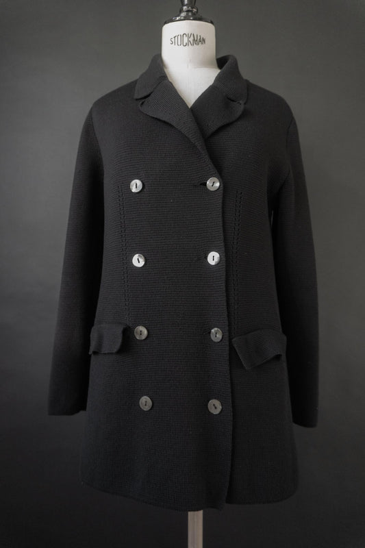 Vintage Strickjacke, Merinowolle, doppelreihig, S–M