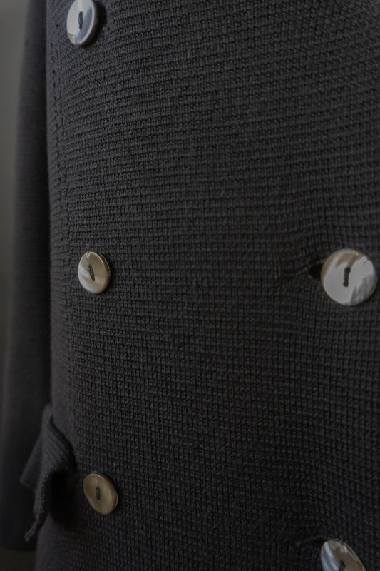 Vintage Strickjacke, Merinowolle, doppelreihig, S–M