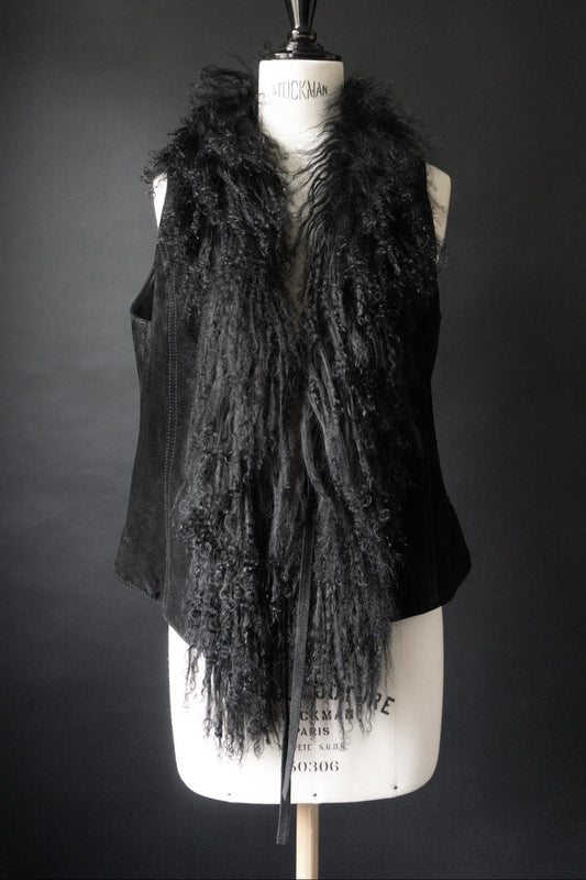 Leather Vest Shearling, M–L